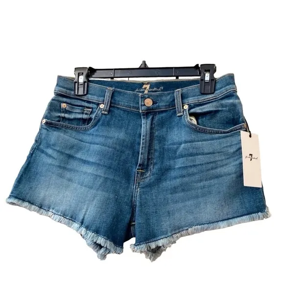 NWT 7‎ For All Mankind high waist Denim Shorts 25