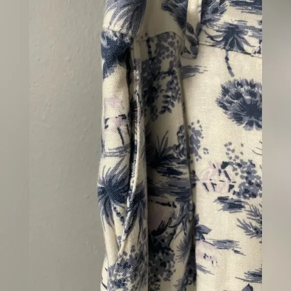 NWT Abercrombie &amp; Fitch Linen Blend Hawaiian Tiki Print Tailored Shorts. XLarge