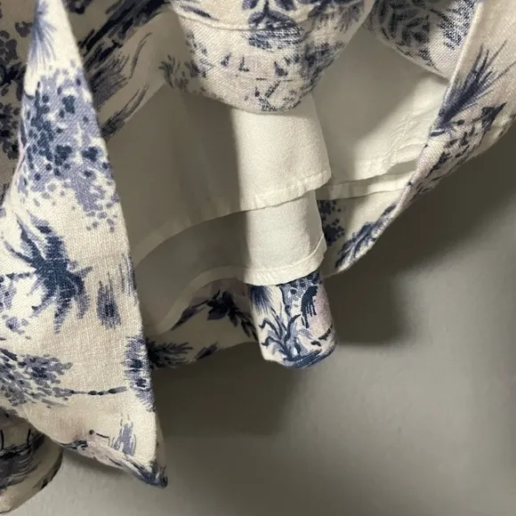 NWT Abercrombie &amp; Fitch Linen Blend Hawaiian Tiki Print Tailored Shorts. XLarge