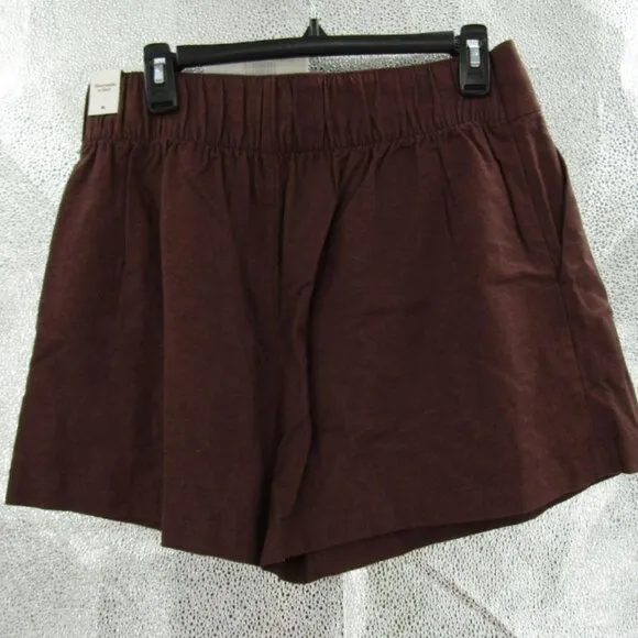 NWT Abercrombie Linen Blend Flat Front Pull-On Short