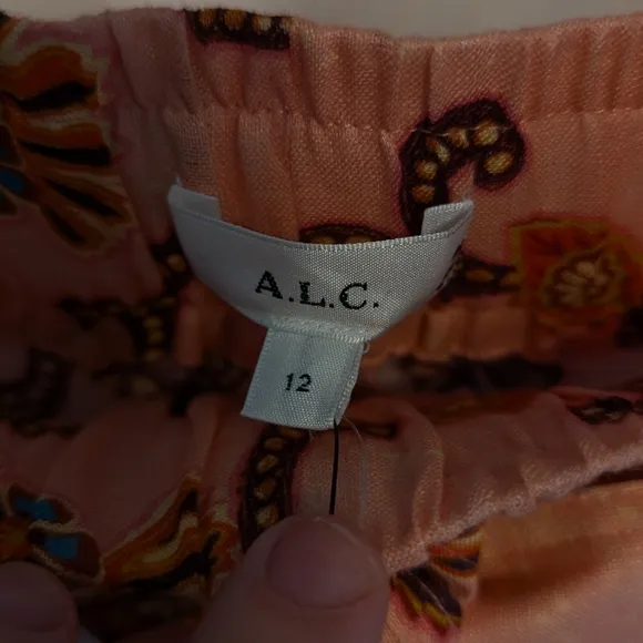 NWT A.L.C. Pink Floral Print Barrett 100% Linen Shorts Size 12
