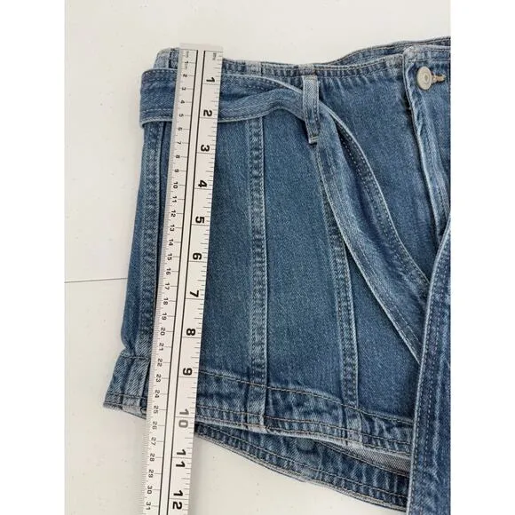 NWT ALLSAINTS Frankie Mid Indigo Belted Blue Denim Shorts Size 26