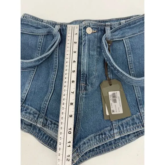 NWT ALLSAINTS Frankie Mid Indigo Belted Blue Denim Shorts Size 26