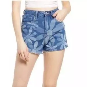 NWT Blank NYC Reeve Floral High Waist Cutoff Cotton Denim Shorts Size 24 #222