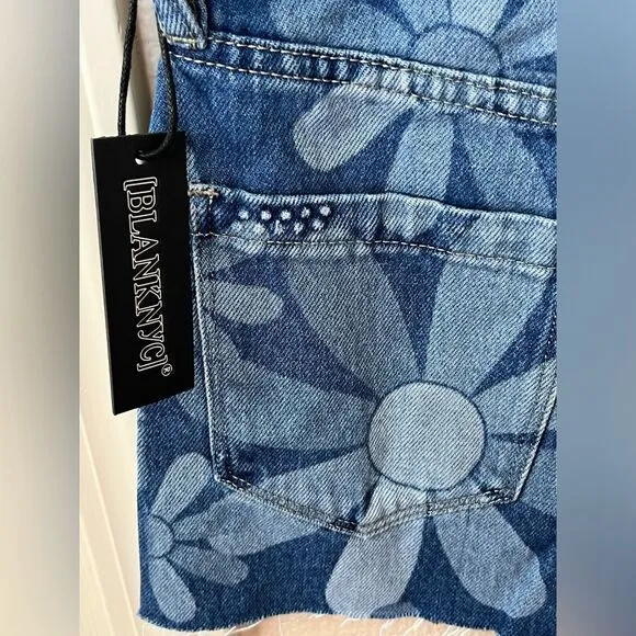 NWT Blank NYC Reeve Floral High Waist Cutoff Cotton Denim Shorts Size 24 #222