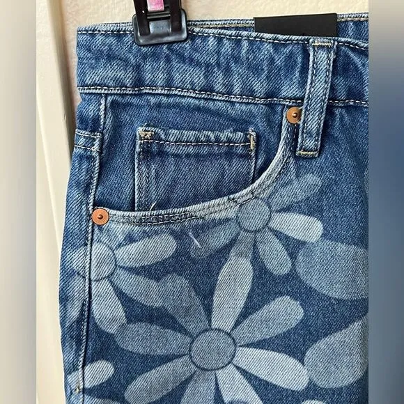 NWT Blank NYC Reeve Floral High Waist Cutoff Cotton Denim Shorts Size 24 #222