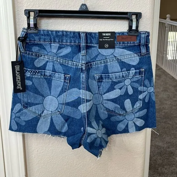 NWT Blank NYC Reeve Floral High Waist Cutoff Cotton Denim Shorts Size 24 #222
