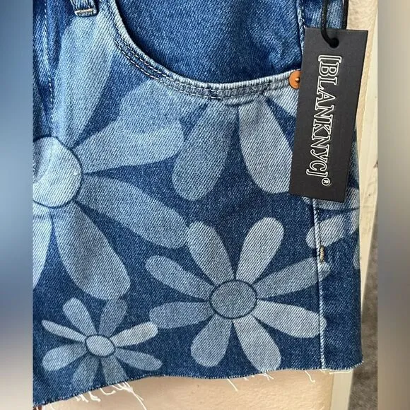 NWT Blank NYC Reeve Floral High Waist Cutoff Cotton Denim Shorts Size 24 #222