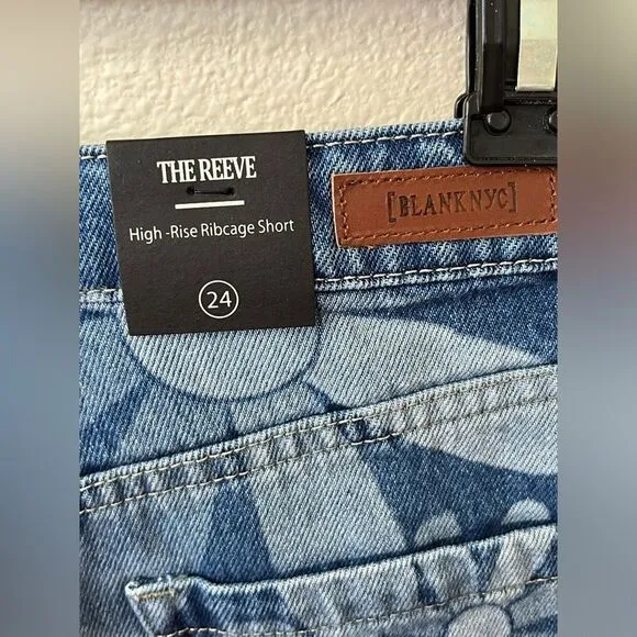 NWT Blank NYC Reeve Floral High Waist Cutoff Cotton Denim Shorts Size 24 #222
