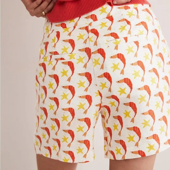 NWT Boden Georgina 100% linen shorts shrimpy firecracker summer 6 shrimp