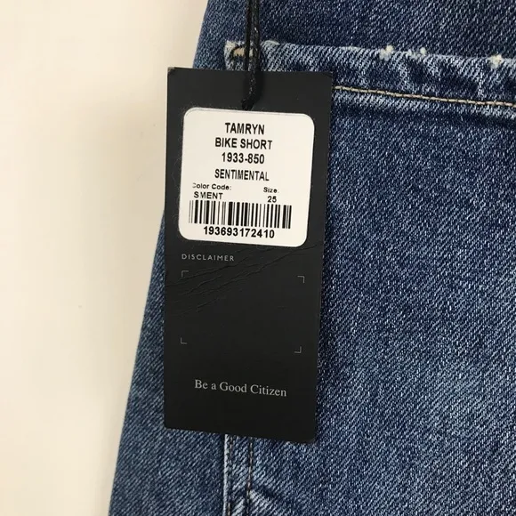 NWT Citizens of Humanity Tamryn Bike Shorts in wash Sentimental Size 25