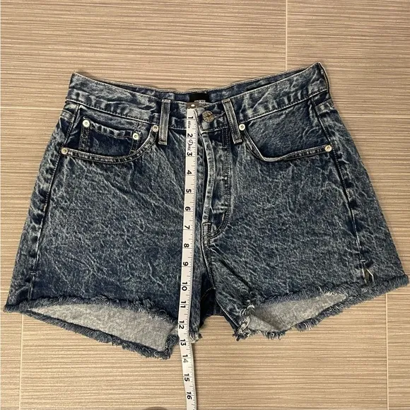 NWT Edwin Cai Denim Jean Shorts Acid Wash Frayed Hem Cut Off Saturn Size 26