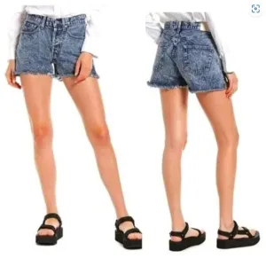 NWT Edwin Cai Denim Jean Shorts Acid Wash Frayed Hem Cut Off Saturn Size 26