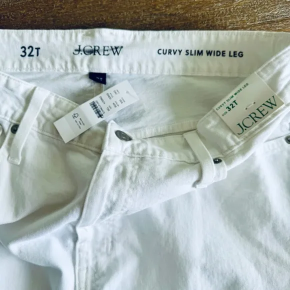 NWT J. Crew White Womans Tall Curvy slim wide-leg jean SZ 32 / 14 T