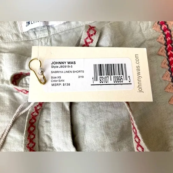 NWT JOHNNY WAS Sabriya Linen Shorts