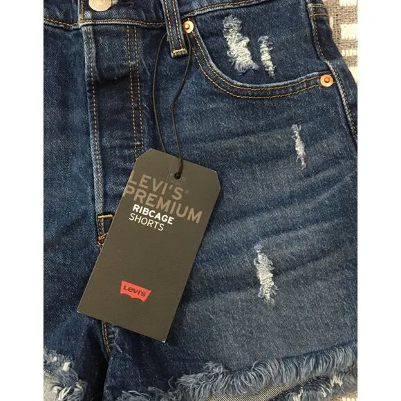 NWT Levi's Super High Rise Ribcage Denim Shorts Size 26