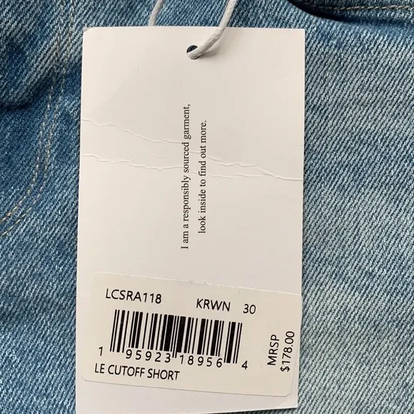 NWT New Frame Kerwin Le Cutoff Raw Hem Medium Wash Luxury Denim Shorts 30