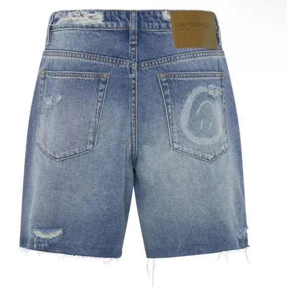 NWT ONE TEASPOON Jacksons Mid Waist Wide Leg Denim Shorts - Pacifica size 25