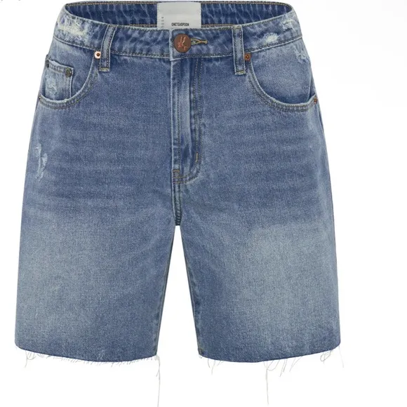 NWT ONE TEASPOON Jacksons Mid Waist Wide Leg Denim Shorts - Pacifica size 25