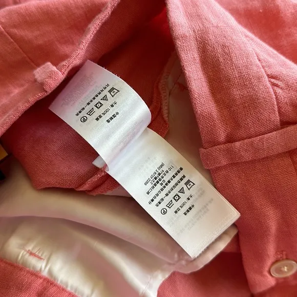 NWT POLO RALPH LAUREN Coral Pink 100% LINEN BERMUDA Shorts