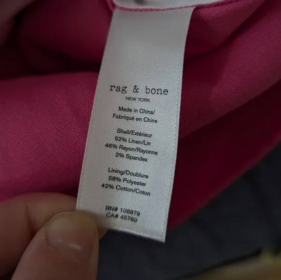 NWT Rag &amp; Bone Magenta Pink Ivy Linen Blend High Rise Shorts Size 4
