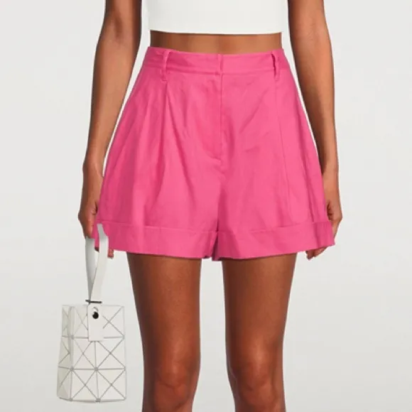 NWT Rag &amp; Bone Magenta Pink Ivy Linen Blend High Rise Shorts Size 4
