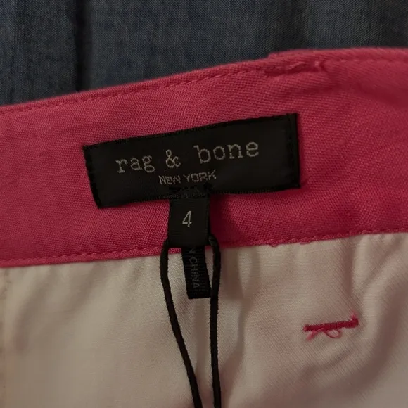 NWT Rag &amp; Bone Magenta Pink Ivy Linen Blend High Rise Shorts Size 4