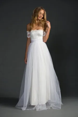 Off-The-Shoulder A-Line Tulle Dress With Lace Bodice-ET_711575