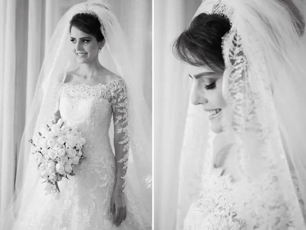 Off-the-shoulder Lace Wedding Dresses with Long Sleeves