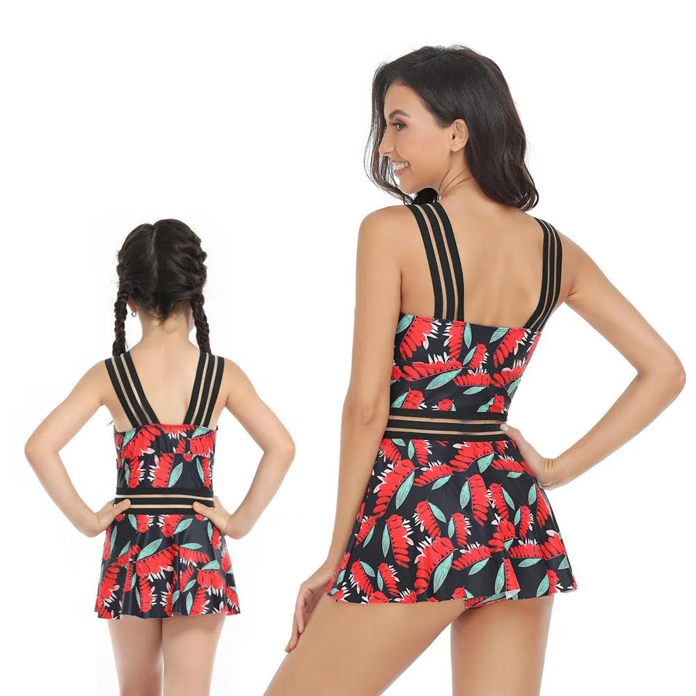One-Piece Swimsuit with Swim Skirt for Women and Girls