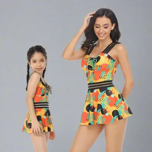 One-Piece Swimsuit with Swim Skirt for Women and Girls