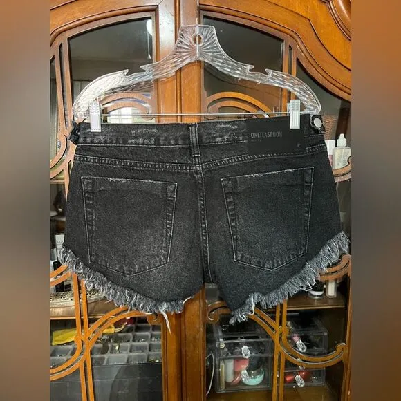 One Teaspoon Black Sea NO 2s Duke Low Rise Denim Shorts