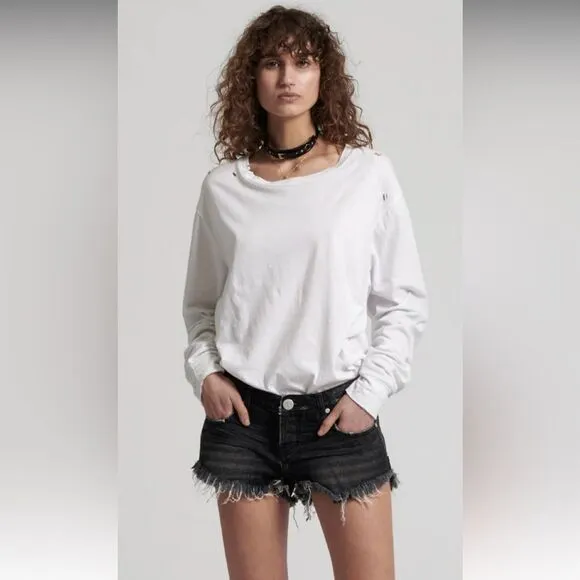 One Teaspoon Black Sea NO 2s Duke Low Rise Denim Shorts