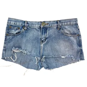 ONE TEASPOON Light Wash Cutoff Distressed Short Cotton Denim Shorts, 28