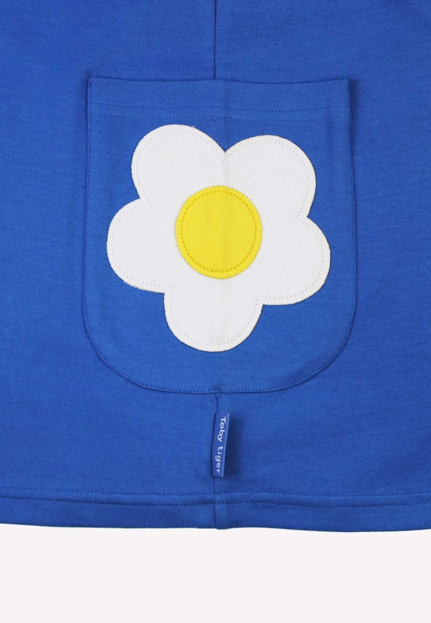 Organic Blue Daisy Applique Long-Sleeved Dress