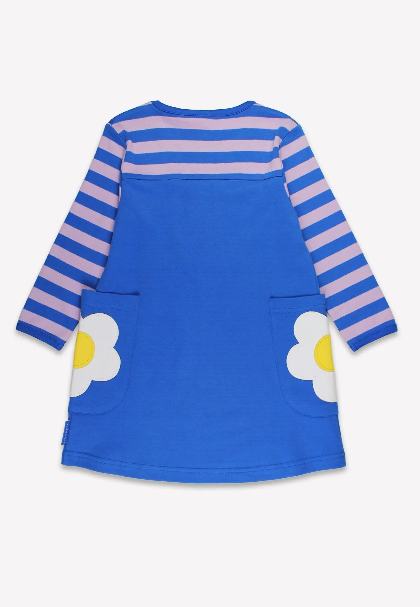 Organic Blue Daisy Applique Long-Sleeved Dress