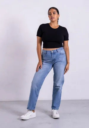 Organic Cotton Crew Cropped T-Shirt, Black