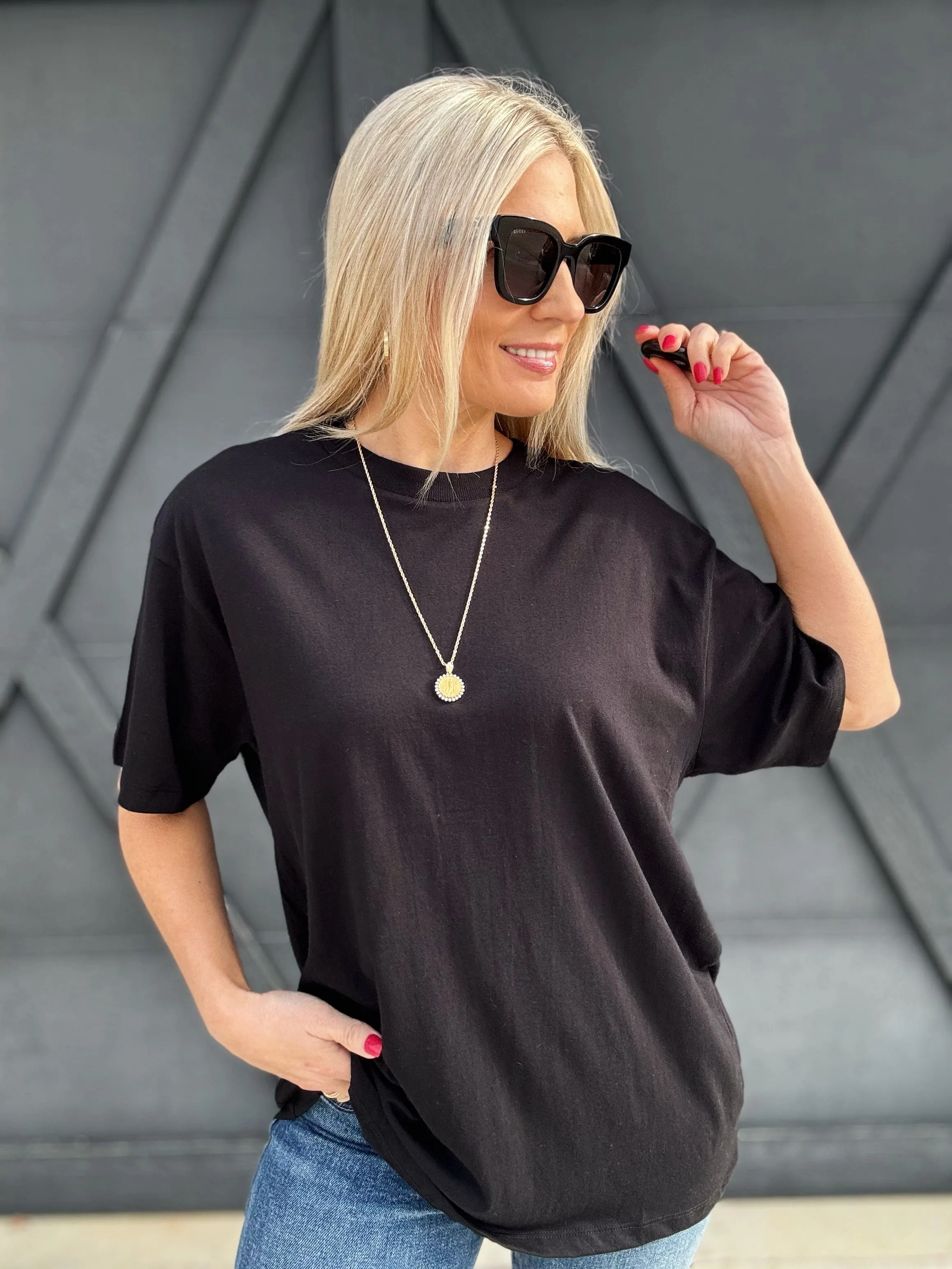 Oversized Cotton Tee In Black