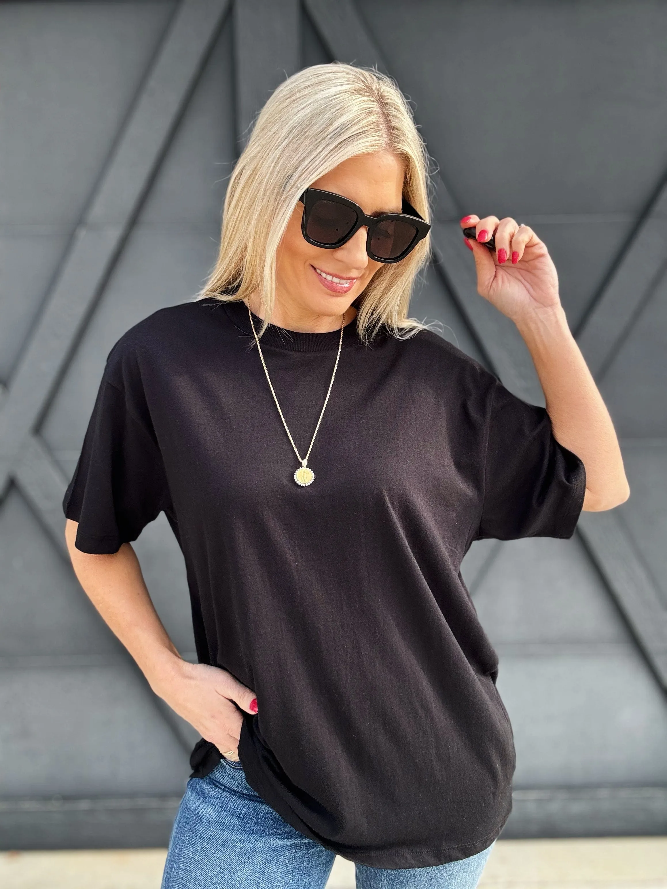 Oversized Cotton Tee In Black