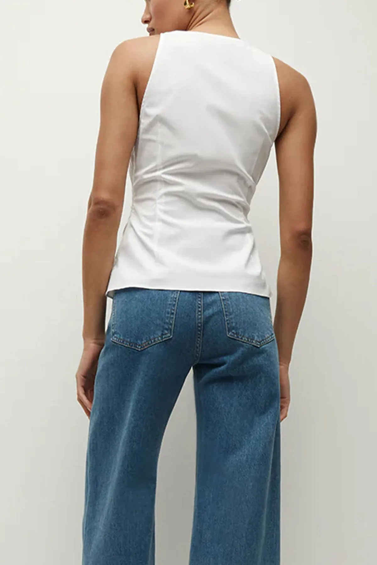 Oya Stretch-Cotton Tank Top in White