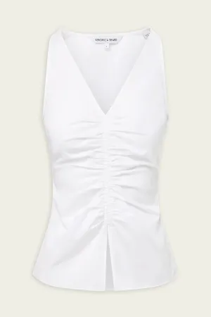 Oya Stretch-Cotton Tank Top in White