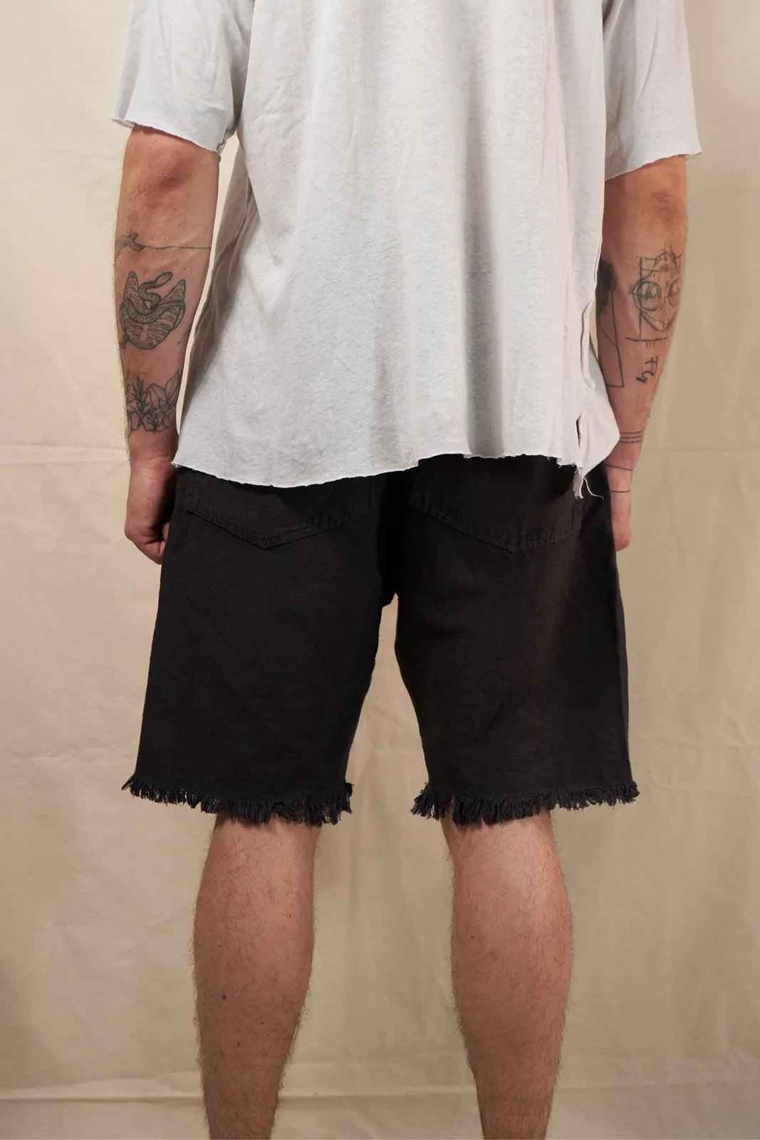 P59 Linen Cotton Shorts in Vintage Black