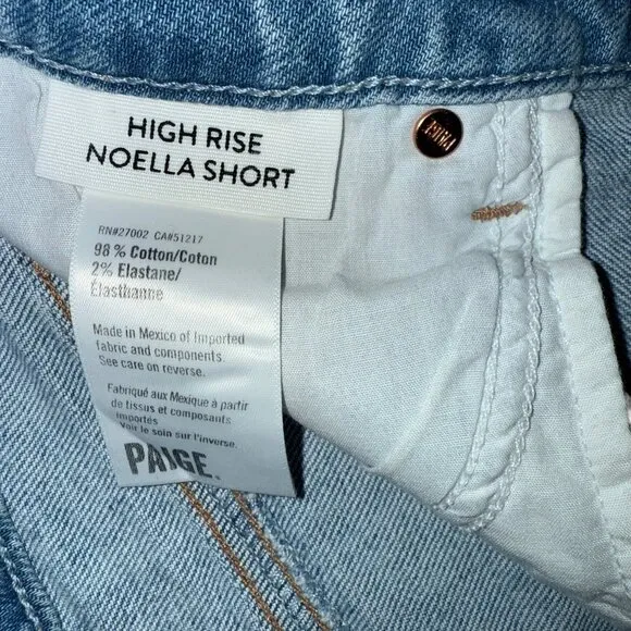 Paige High Rise Noella Cut-Off Denim Shorts Size 31