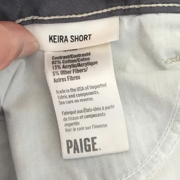 Paige Keira Mayan Piecing Denim Frayed Hem Shorts