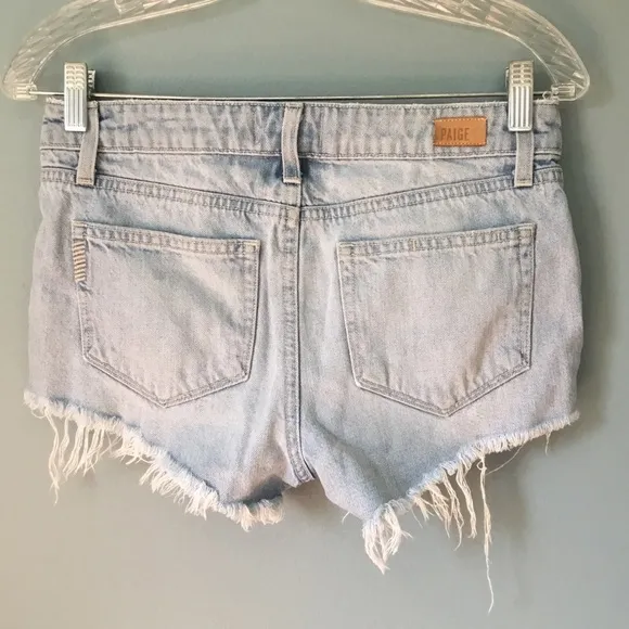 Paige Keira Mayan Piecing Denim Frayed Hem Shorts