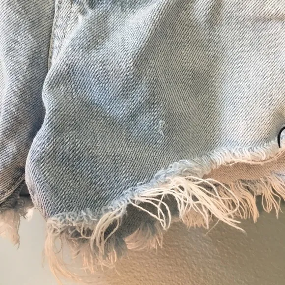 Paige Keira Mayan Piecing Denim Frayed Hem Shorts