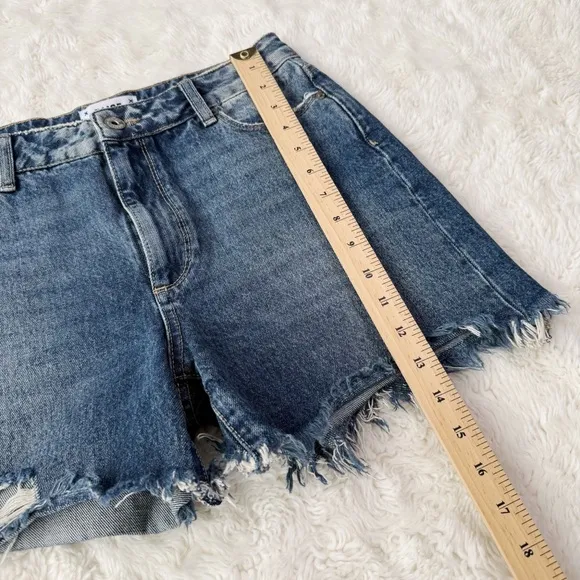 Paige Women Sarah High Rise Distressed Denim Short 26 Western Coastal Cowboy
