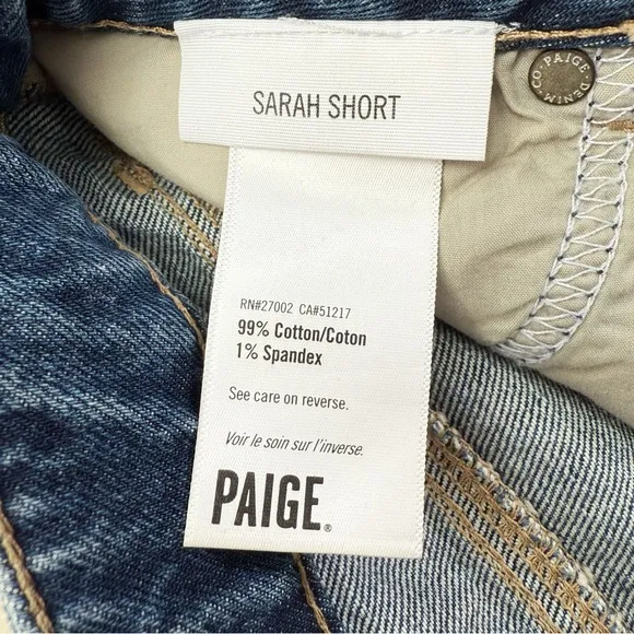 Paige Women Sarah High Rise Distressed Denim Short 26 Western Coastal Cowboy