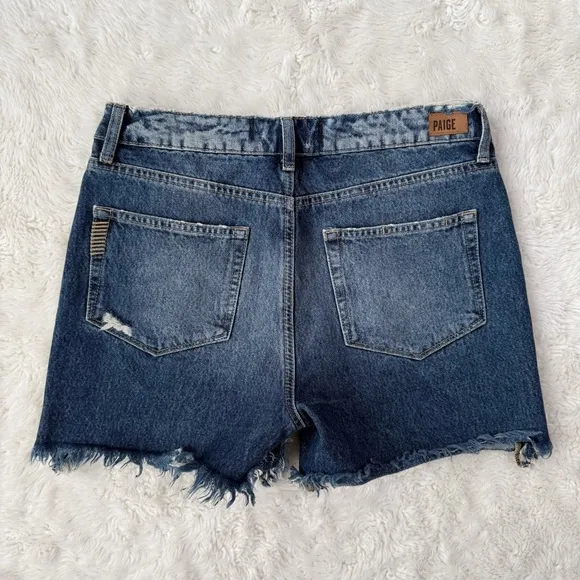 Paige Women Sarah High Rise Distressed Denim Short 26 Western Coastal Cowboy
