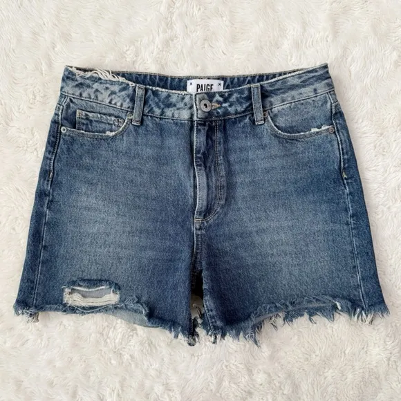 Paige Women Sarah High Rise Distressed Denim Short 26 Western Coastal Cowboy